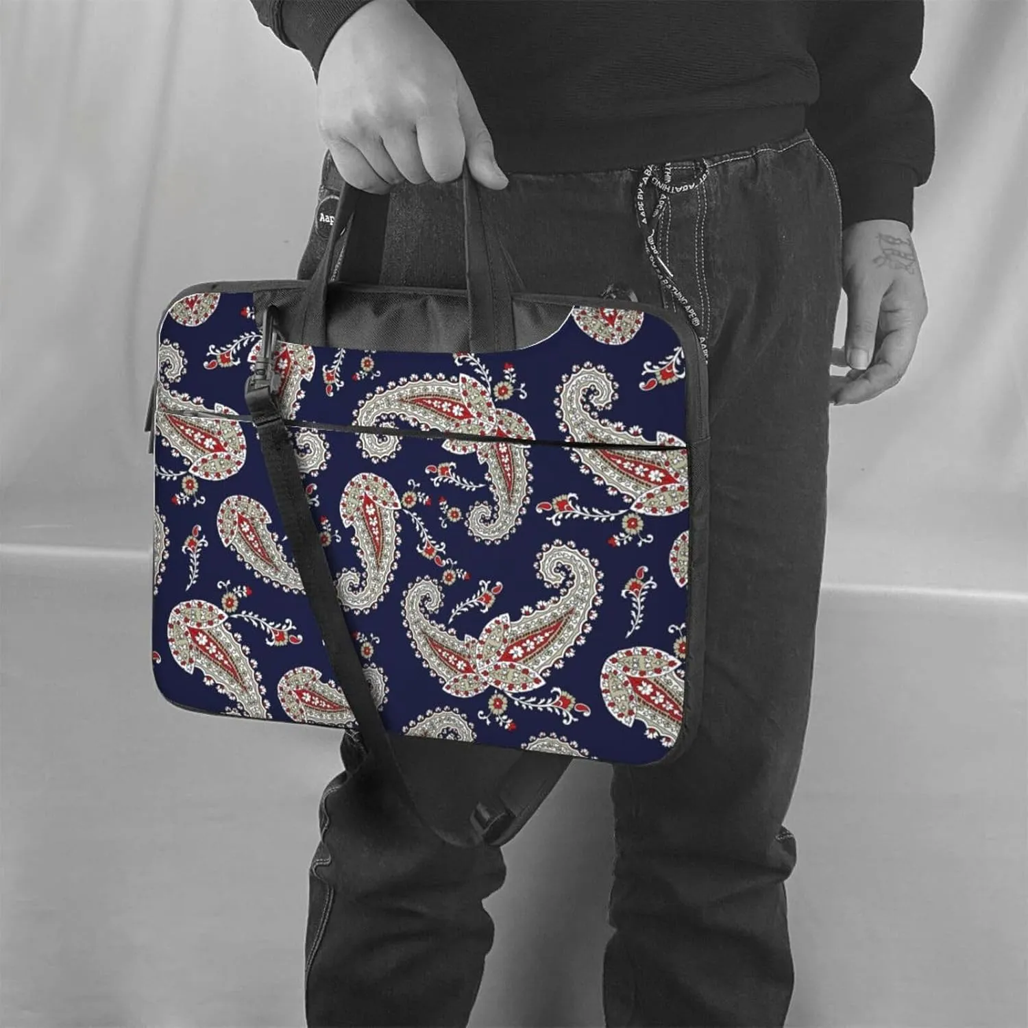 Paisley Laptop Bag Classic Slim Briefcase Messenger Bag, Spacious, Ergonomic