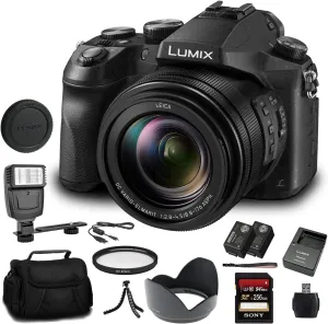 Panasonic Lumix DMC-FZ2500 Digital Camera (DMC-FZ2500) - Bundle - with 256GB Memory Card   DMW-BLC12 Battery   Digital Flash   Soft Bag   12 Inch Flexible Tripod   Cleaning Set   More