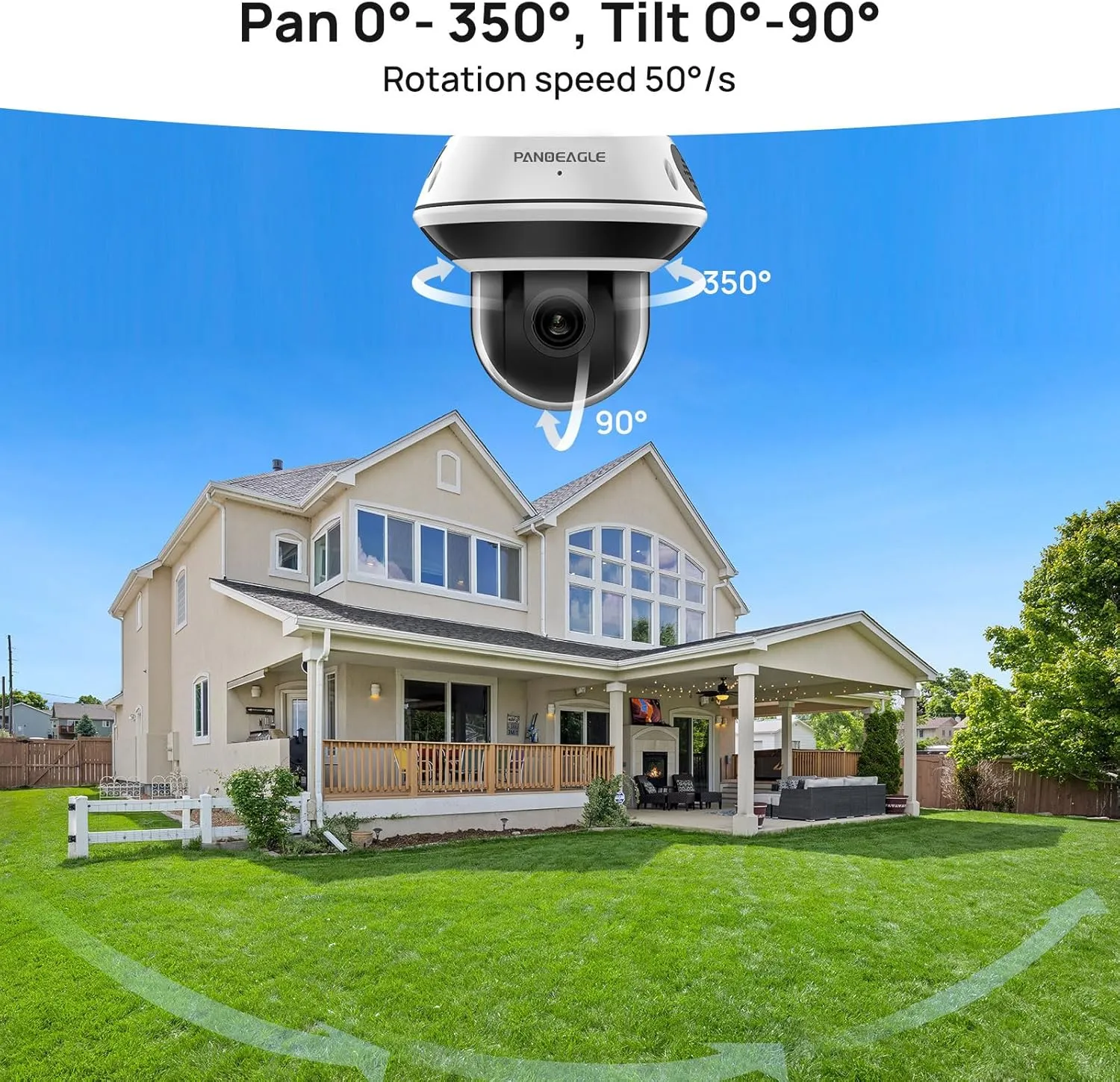 PANOEAGLE 4K 8MP Dome PTZ Camera Outdoor, Compatible with Hik-Vision, 2.7~13.5mm Motorized Lens with 5X Optical Zoom,AI Motion Detection, Two Way Audio＆IR Night Vision, 512GB SD Slot, IP67