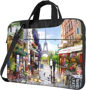 Paris Street Scene Eiffel Tower Ultra-thin portable shoulder laptop bag 14 inch Stylish and Protective Shockproof soft lining