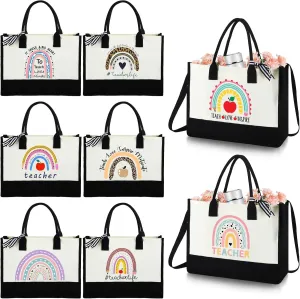 Paterr 8 Pcs Teacher Appreciation Gift Bag Bulk Tote Bag for Graduate Gift Day