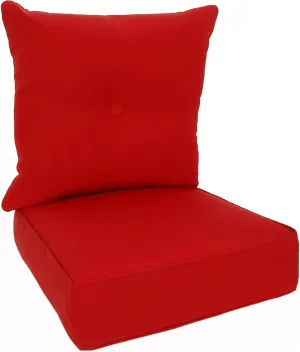 Patio Cushion Outdoor/Indoor Sunbrella, Seat 22x22x6 inch   Back 23x23x7 inch, 2 Piece Set, Canvas Jockey Red