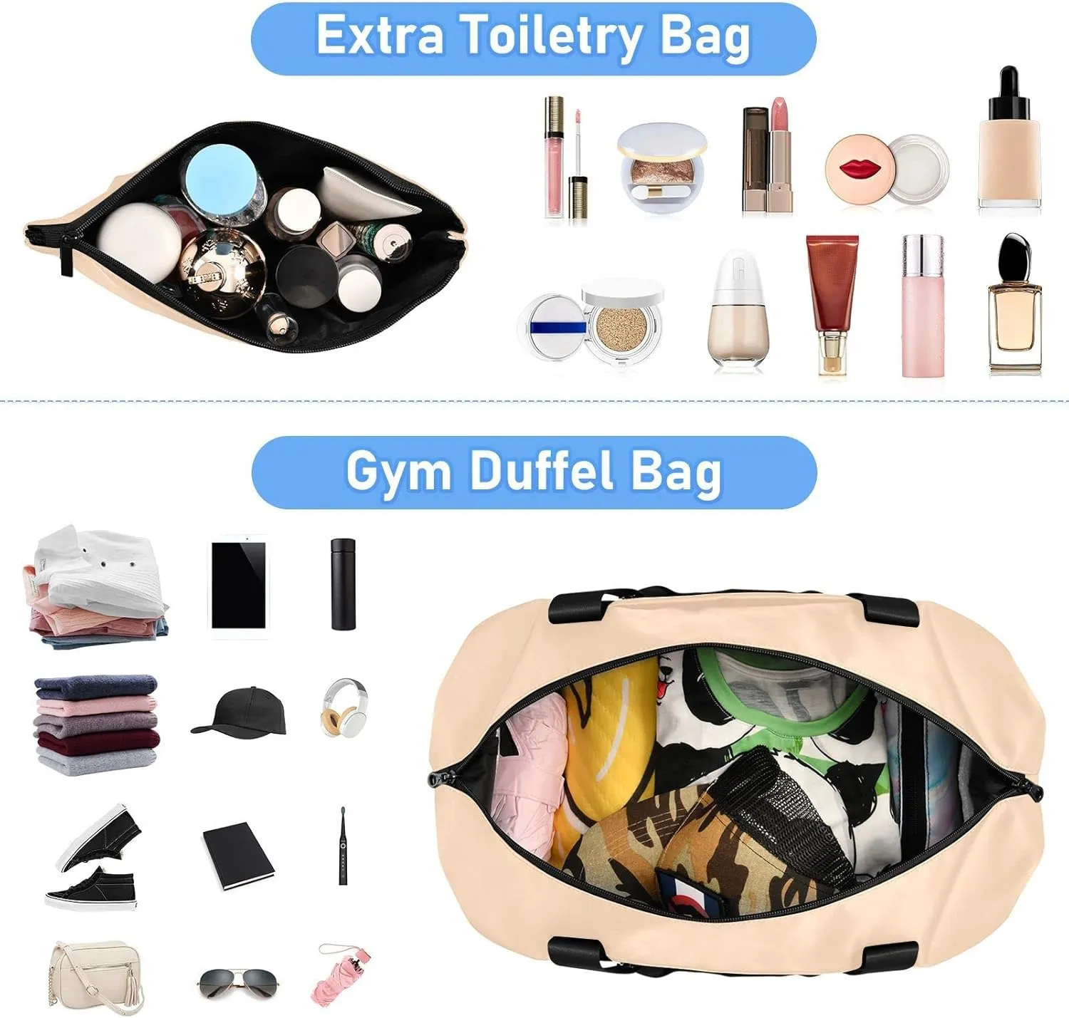 Peach Puff Gym Bag for Women and Men Travel Duffel Sports Duffel Luggage Bags with Wet Pocket Waterproof 20863