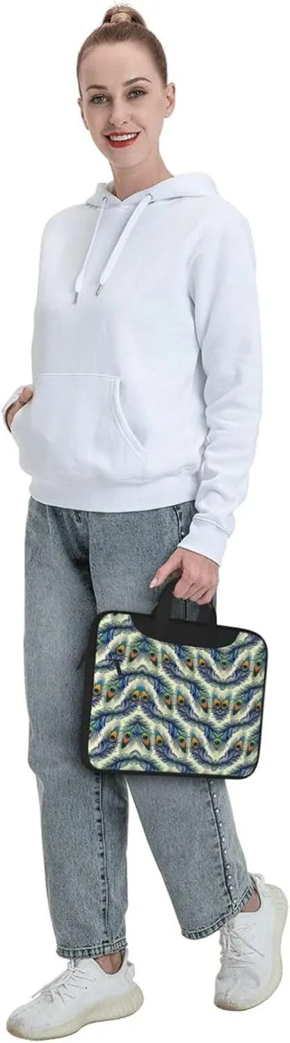 Peacock Feather Print Laptop Bag,Can Use It Freely As A Shoulder Bag,Crossbody Bag,And Briefcase
