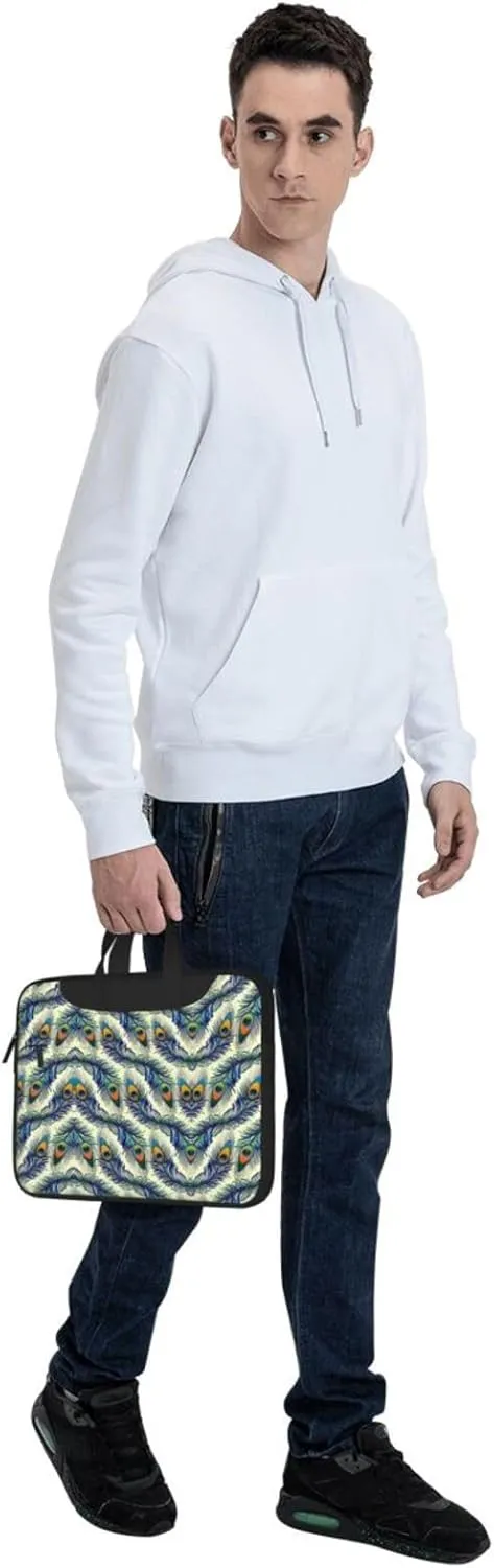 Peacock Feather Print Laptop Bag,Can Use It Freely As A Shoulder Bag,Crossbody Bag,And Briefcase