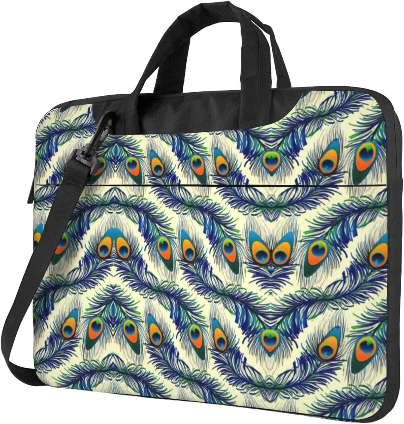 Peacock Feather Print Laptop Bag,Can Use It Freely As A Shoulder Bag,Crossbody Bag,And Briefcase