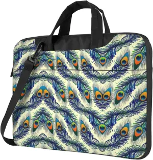 Peacock Feather Print Laptop Bag,Can Use It Freely As A Shoulder Bag,Crossbody Bag,And Briefcase