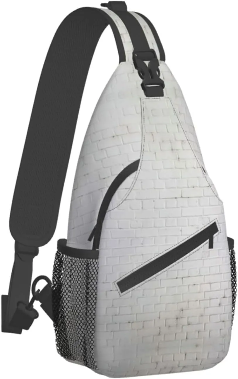 Penguin Balloon Snowflake Printed Canvas Sling Bag Crossbody Backpack, Hiking Daypack Chest Bag For Women Men
