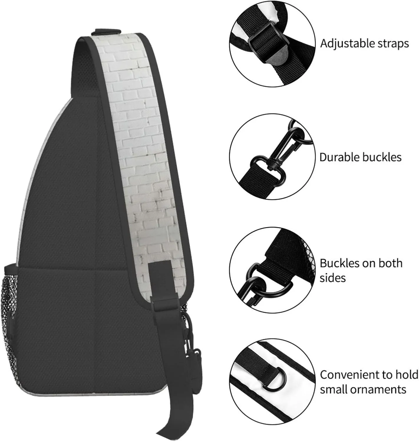 Penguin Balloon Snowflake Printed Canvas Sling Bag Crossbody Backpack, Hiking Daypack Chest Bag For Women Men