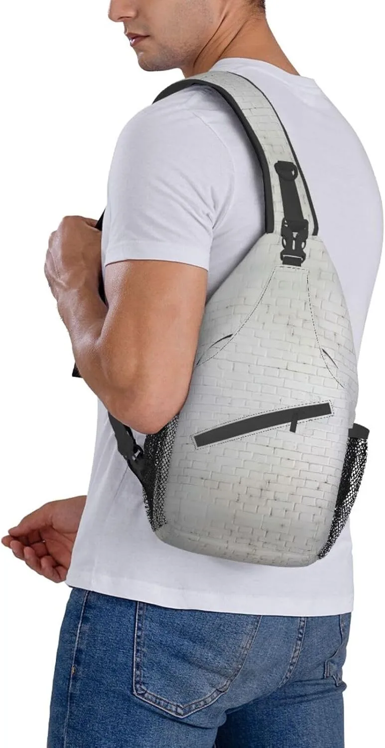Penguin Balloon Snowflake Printed Canvas Sling Bag Crossbody Backpack, Hiking Daypack Chest Bag For Women Men