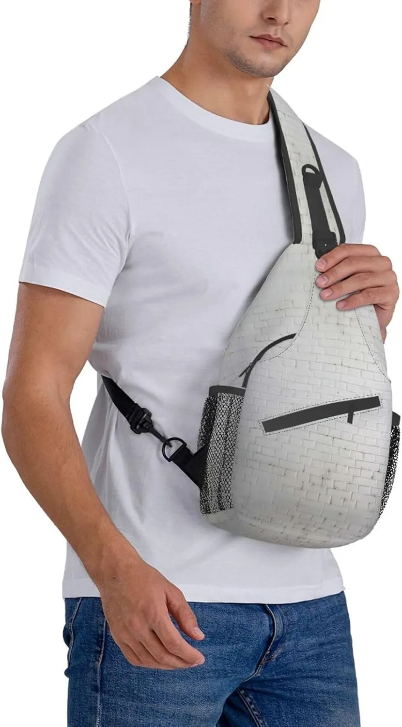 Penguin Balloon Snowflake Printed Canvas Sling Bag Crossbody Backpack, Hiking Daypack Chest Bag For Women Men