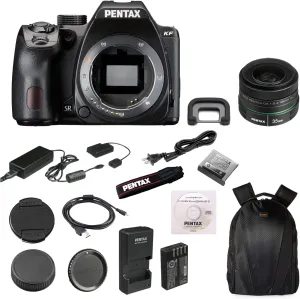 Pentax KF APS-C Digital SLR Camera Body (Black) | 24MP CMOS Sensor, Built-in Wi-Fi with Pentax 35mm DA L F2.4 AL Lens and Waith Camera Backpack with Multiple Compartments (Bundle Set)