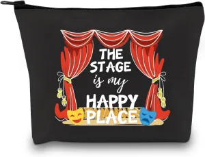 Performer Gift Musical Play Performer Gift Musical Lovers Gift The Stage is My Happy Place Cosmetic Bag Gift for Musician (Stage Happy Place BLK)