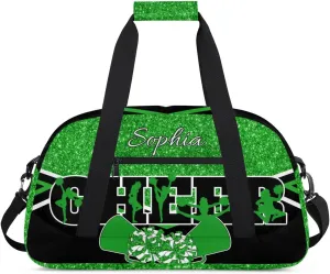 Personalized Cheer Bag with Name Custom Cheerleader Bags Cheer Dance Bag Customize Cheer Duffel Bag Overnight Weekender Bag, Green