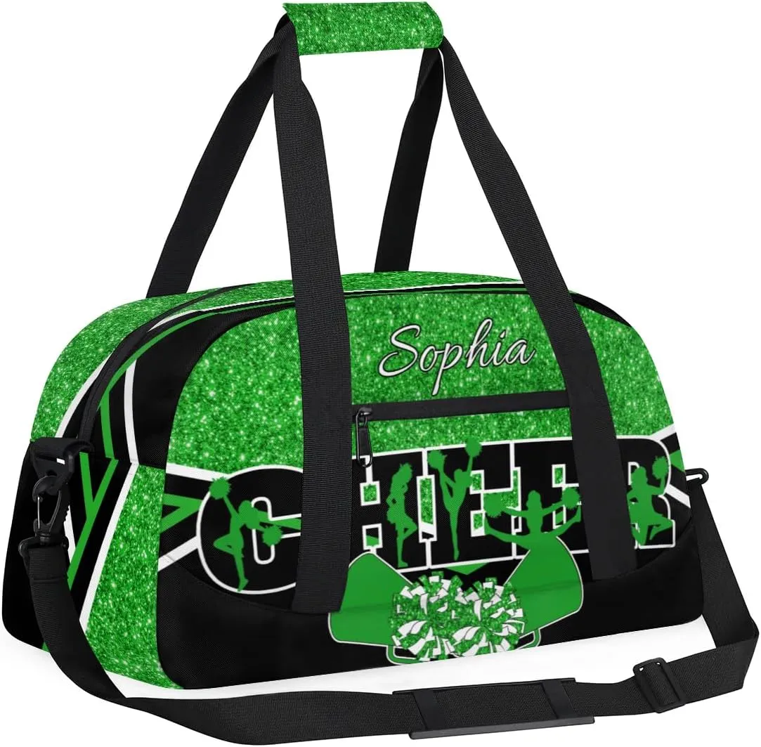 Personalized Cheer Bag with Name Custom Cheerleader Bags Cheer Dance Bag Customize Cheer Duffel Bag Overnight Weekender Bag, Green