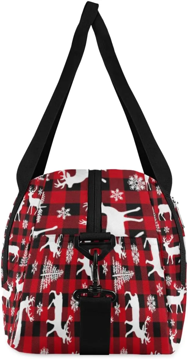 Personalized Kids Duffel Bag Christmas Reindeer Deer,Custom Sport Gym Bag for Boys Girls,WWeekender Overnight Bags Travel Duffel Bag,Customized Kids Gift
