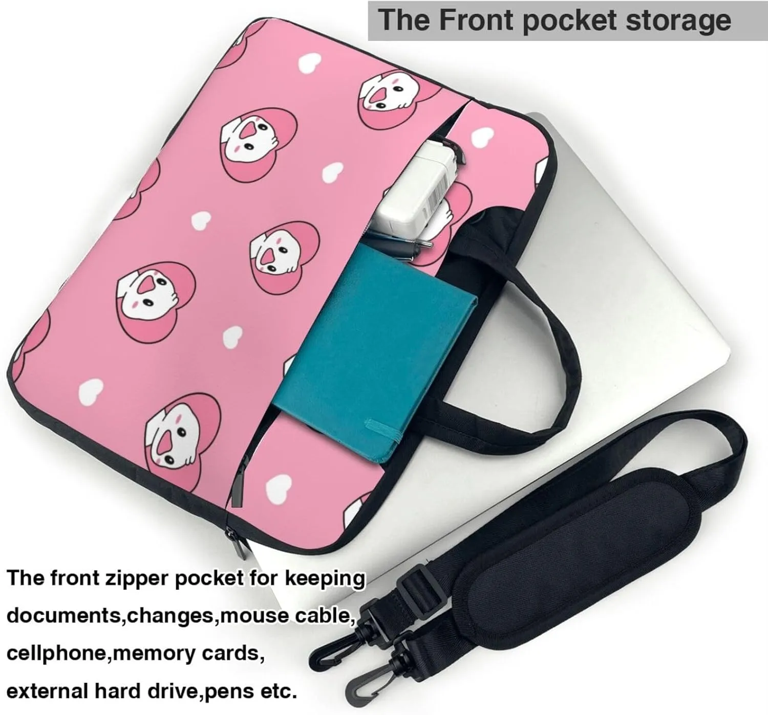 Pet French Bulldog Laptop Bag Classic Slim Briefcase Messenger Bag, Spacious, Ergonomic