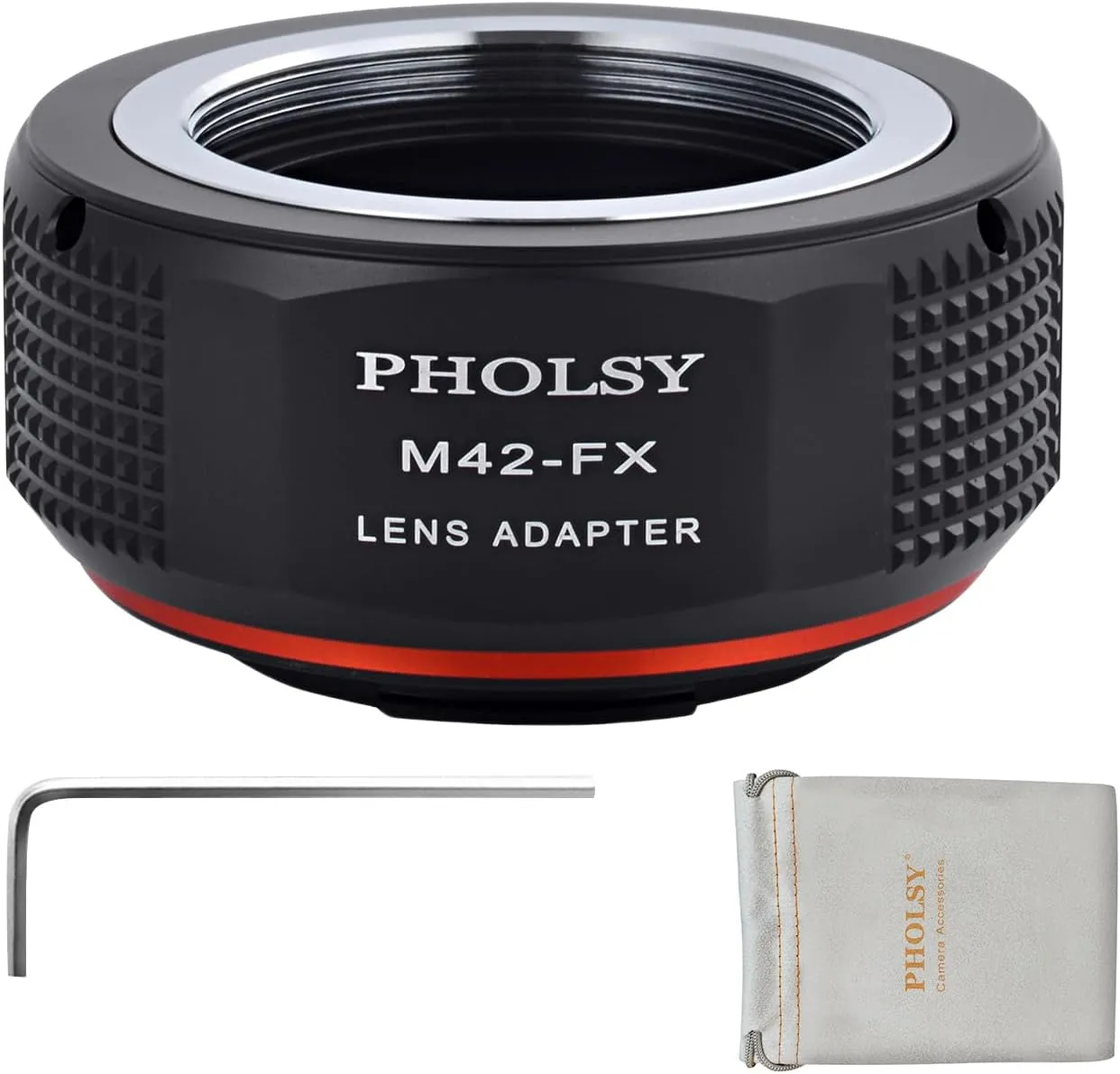 PHOLSY M42 to FX Lens Mount Adapter Compatible with M42 42mm Screw Mount Lens to Fujifilm X Mount Camera Body, M42 to Fuji X