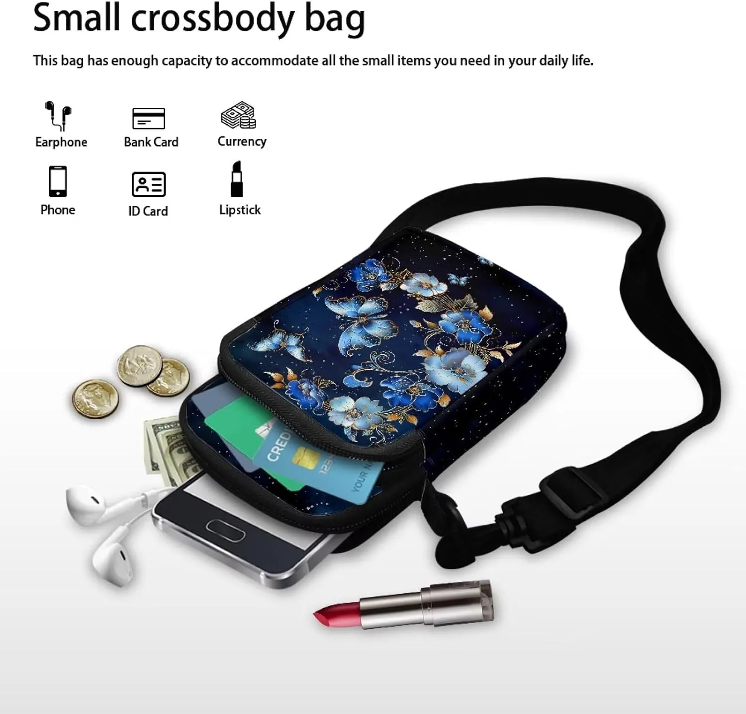 Phone Bag Purse Wallet Crossbody Bag Lightweight Roomy Pockets Smartphone Sports Armband Bag