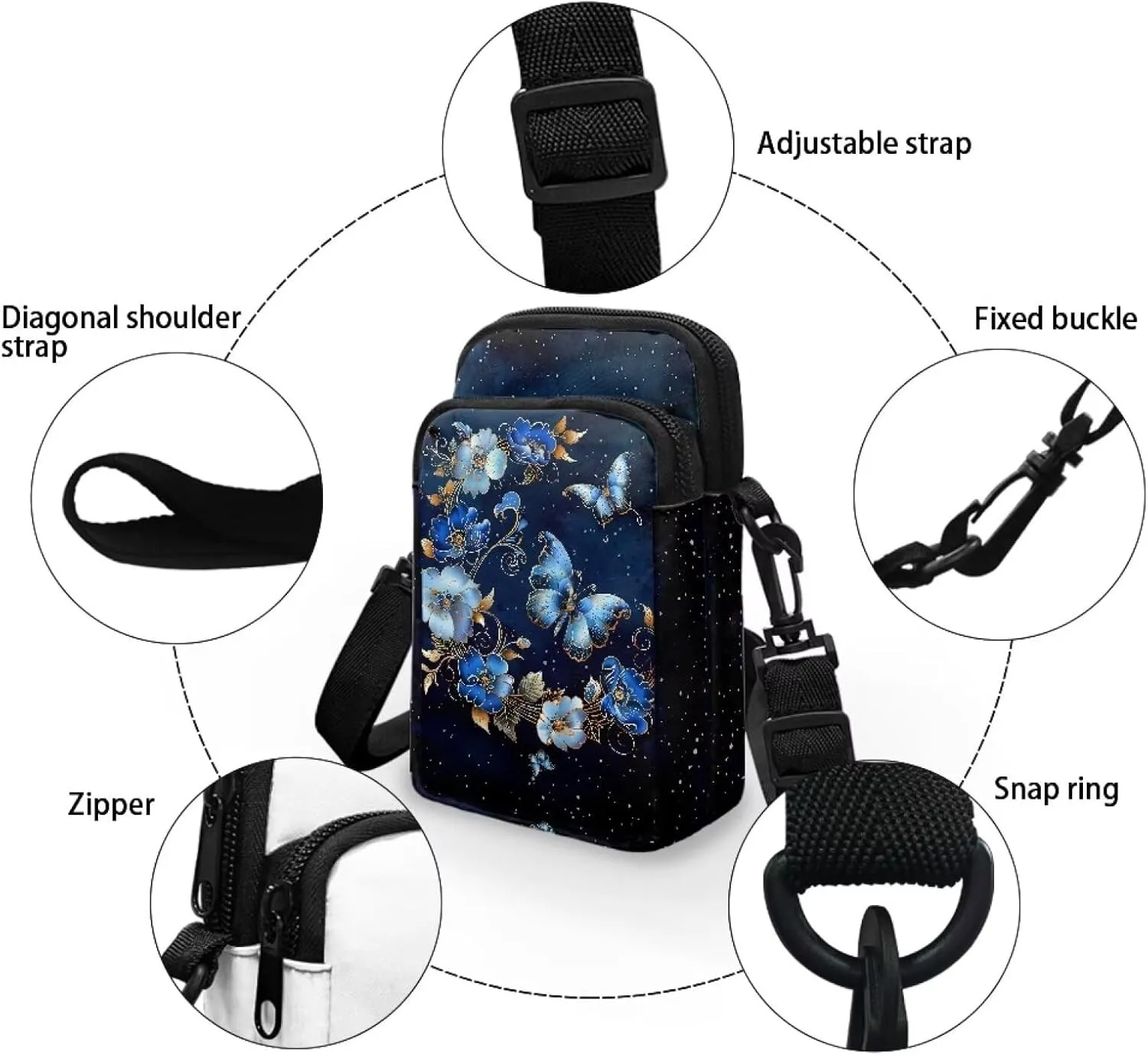 Phone Bag Purse Wallet Crossbody Bag Lightweight Roomy Pockets Smartphone Sports Armband Bag