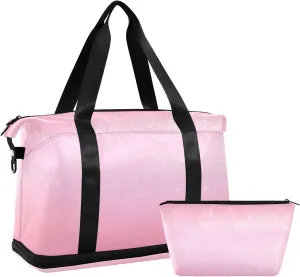 Pink Theme Duffel Bag Lightweight Carry On Gym Bags for Travel and Weekends, Versatile Overnight Bag with Shoe Compartment