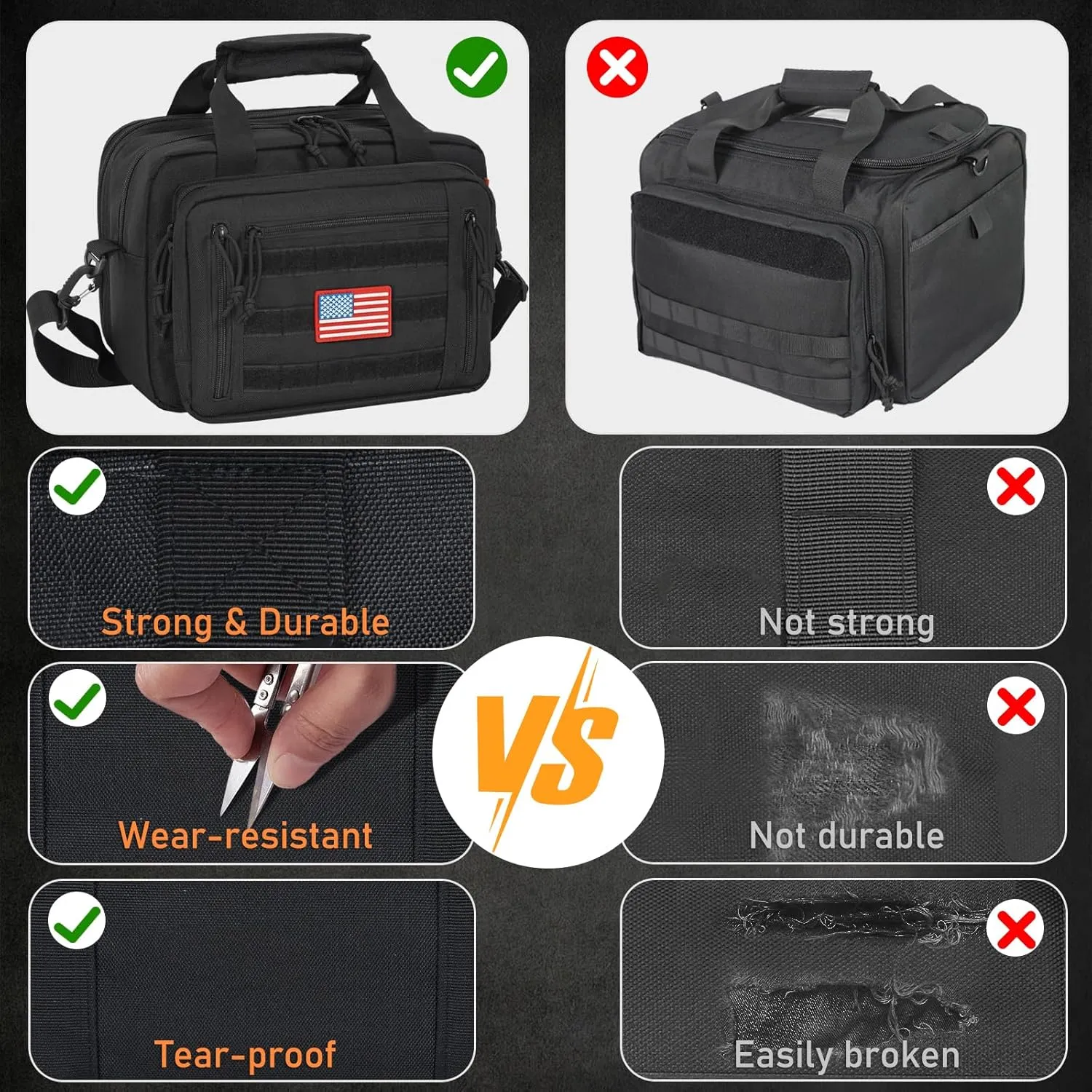 Pistol Case, Gun Range Bags For 2 Pistols 6 Magazines Carrying Shooting Bag with Lockable Zipper for Shooting Range Outdoor Hunting