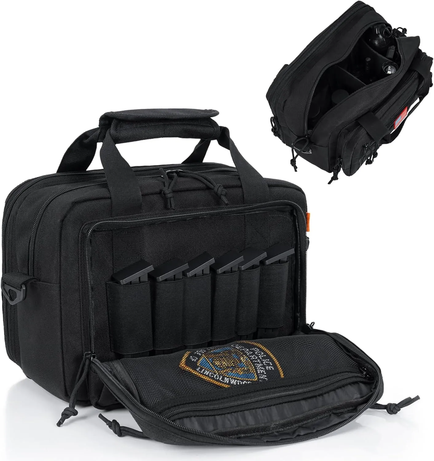 Pistol Case, Gun Range Bags For 2 Pistols 6 Magazines Carrying Shooting Bag with Lockable Zipper for Shooting Range Outdoor Hunting