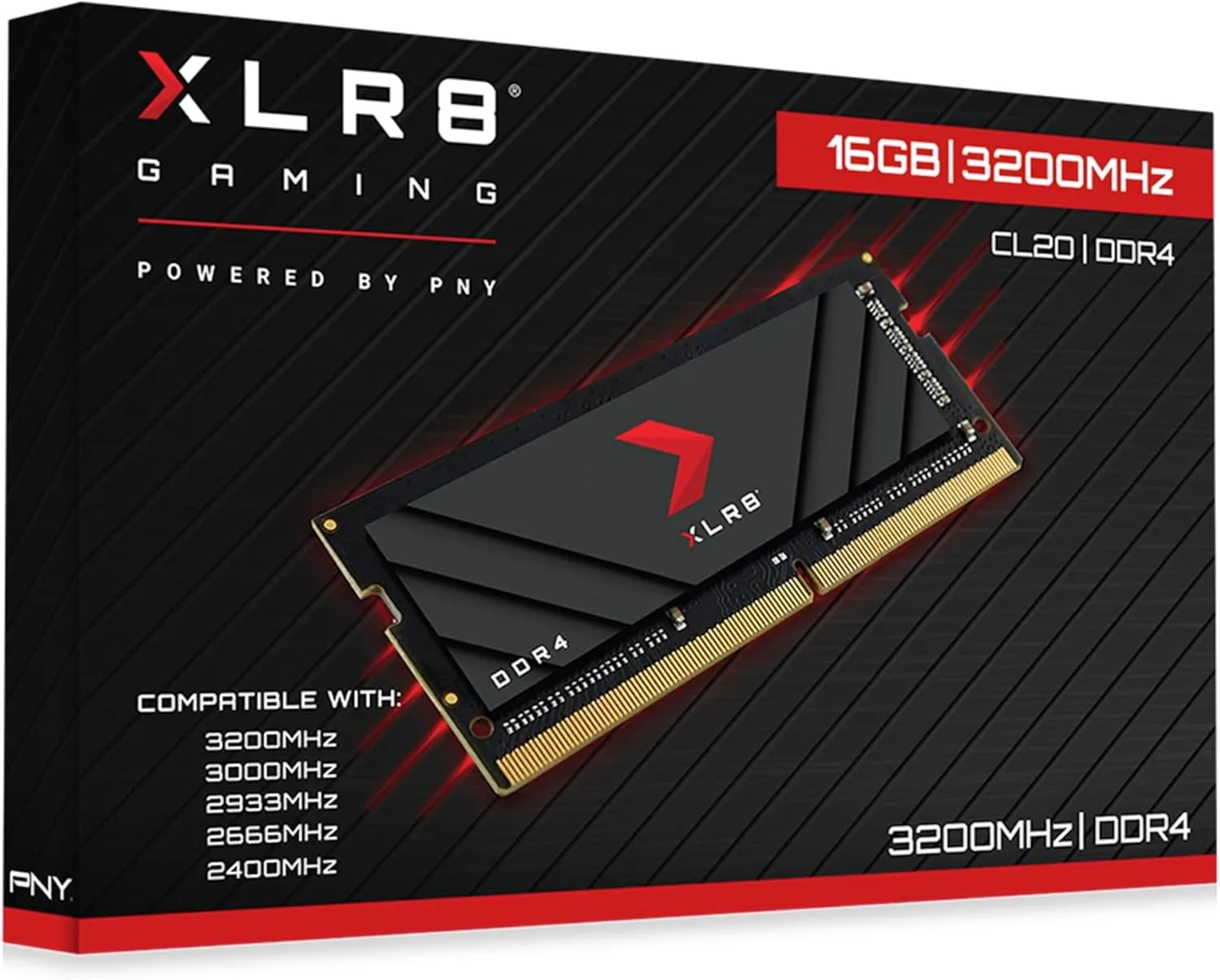 PNY XLR8 Gaming 16GB DDR4 3200MHz (PC4-25600) CL20 1.2V Notebook/Laptop (SODIMM) Computer Memory – MN16GSD43200X