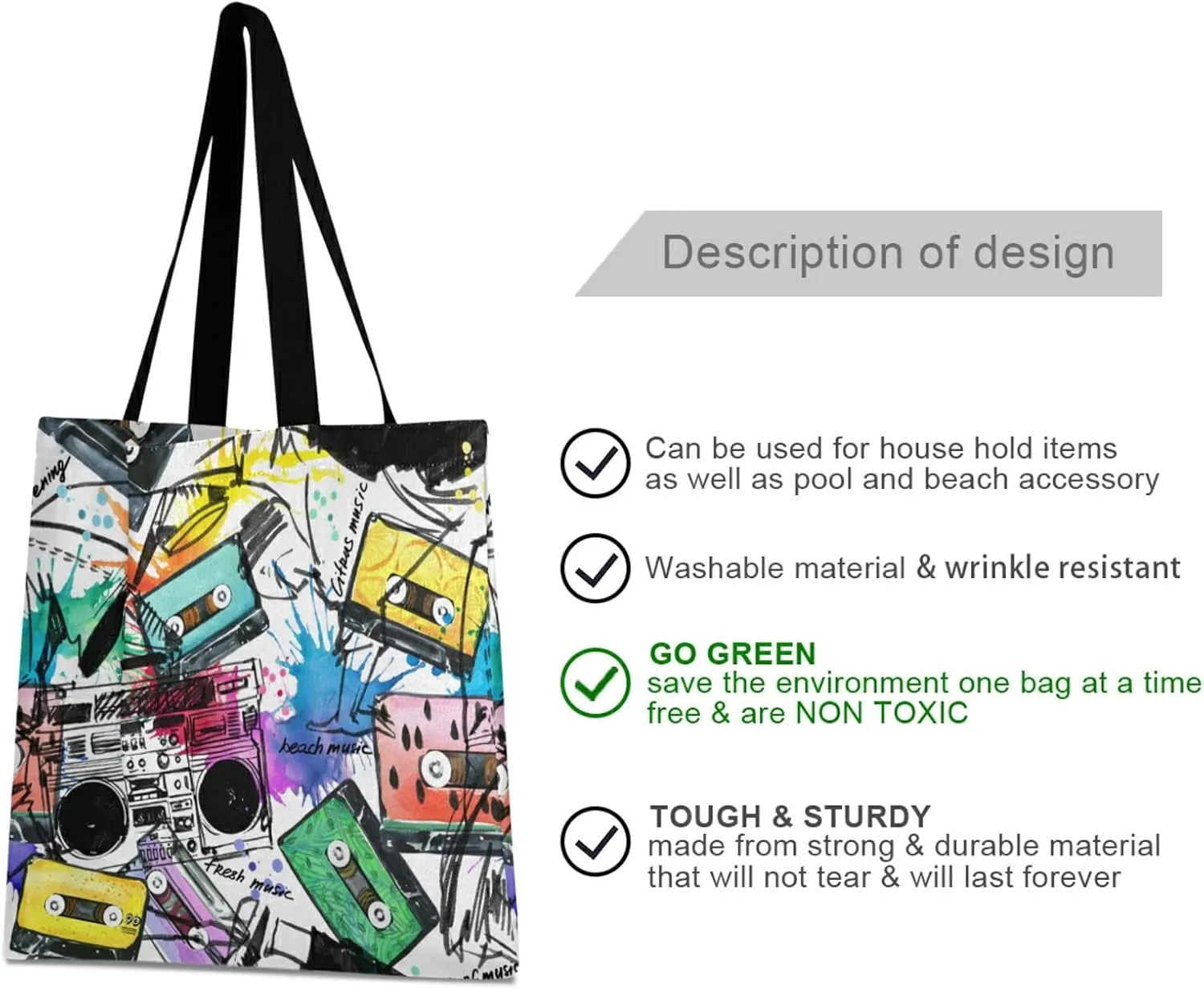 Poeticcity Women Grocery Tote Bag, Canvas Shoulder Bags, Women Handbag for Outdoors