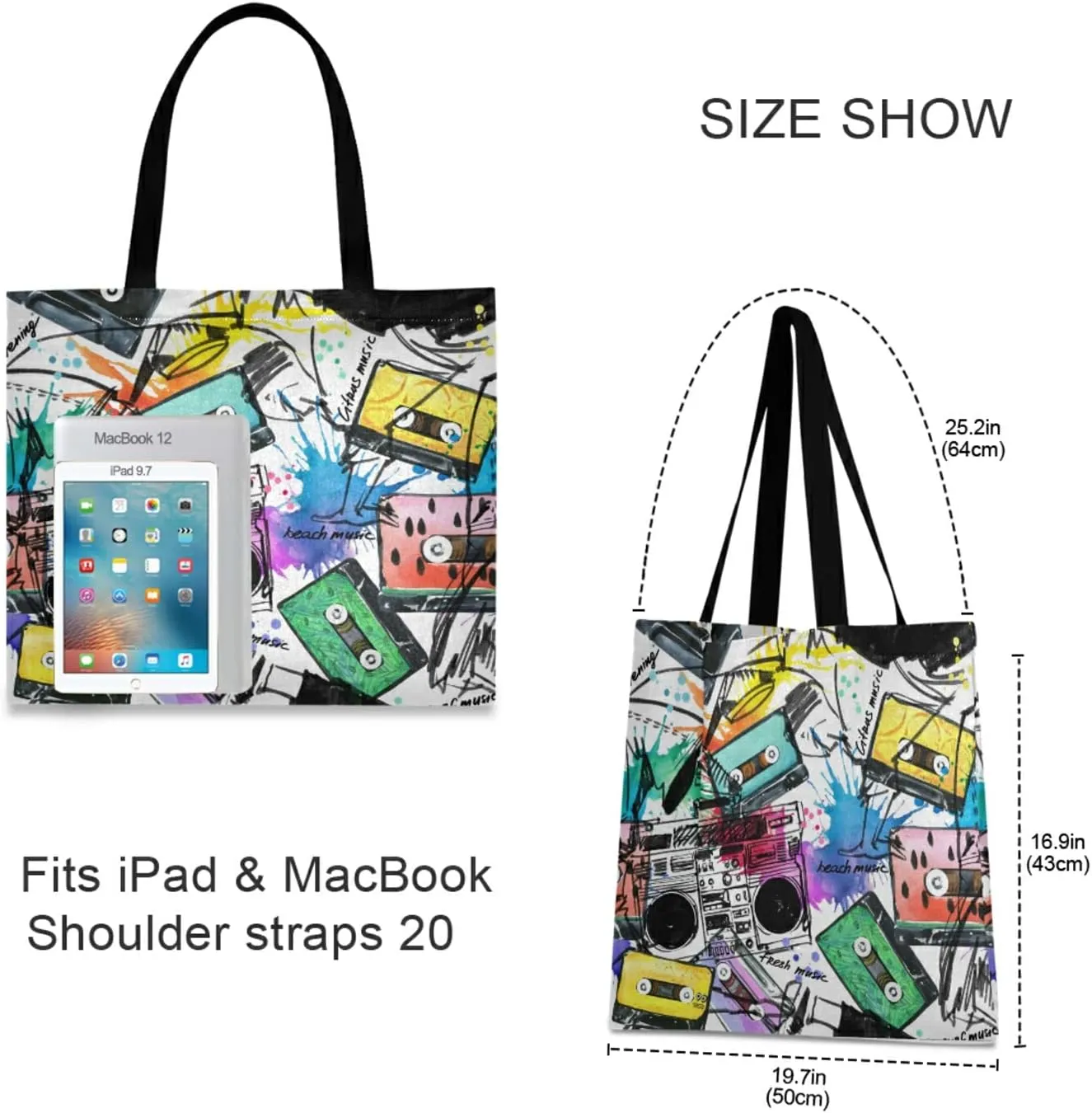 Poeticcity Women Grocery Tote Bag, Canvas Shoulder Bags, Women Handbag for Outdoors
