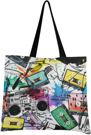 Poeticcity Women Grocery Tote Bag, Canvas Shoulder Bags, Women Handbag for Outdoors