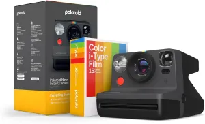 Polaroid Now 2nd Generation I-Type Instant Camera   Film Bundle - Now Black Camera   16 Color Photos (6248)- Black