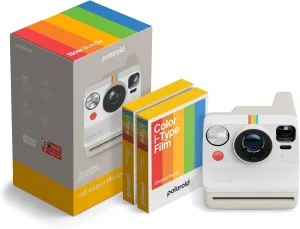 Polaroid Now 3rd Generation I-Type Instant Camera   Film Bundle - Now Pebble White Camera   16 Color Photos (6561)