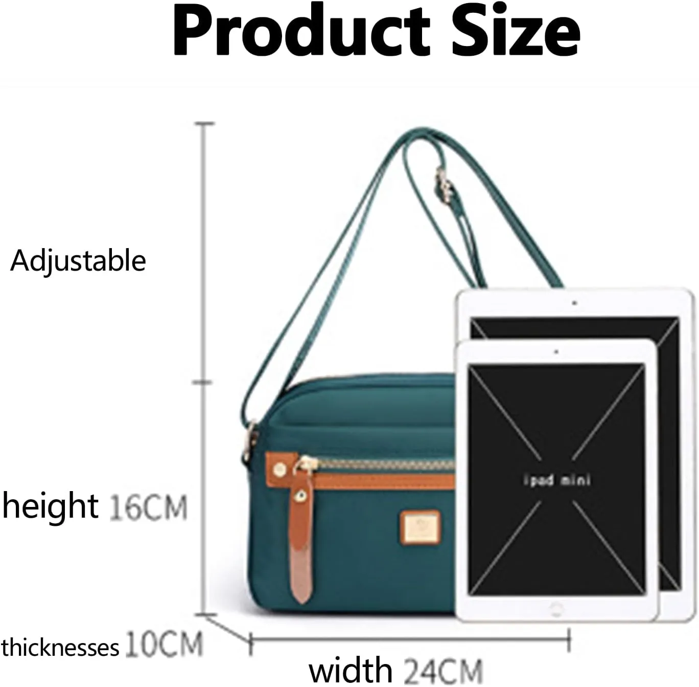 Popularate Nylon Crossbody Bag, Waterproof Lightweight Fashion Multi Pockets Shoulder Bags, with Zipper