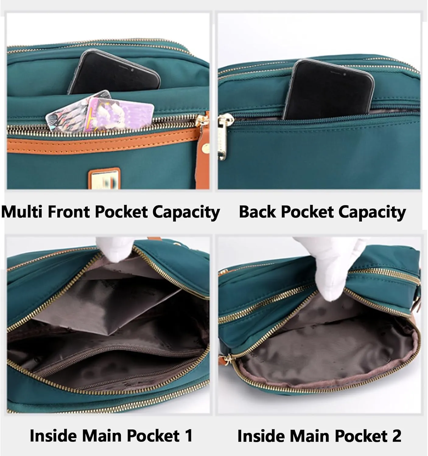 Popularate Nylon Crossbody Bag, Waterproof Lightweight Fashion Multi Pockets Shoulder Bags, with Zipper