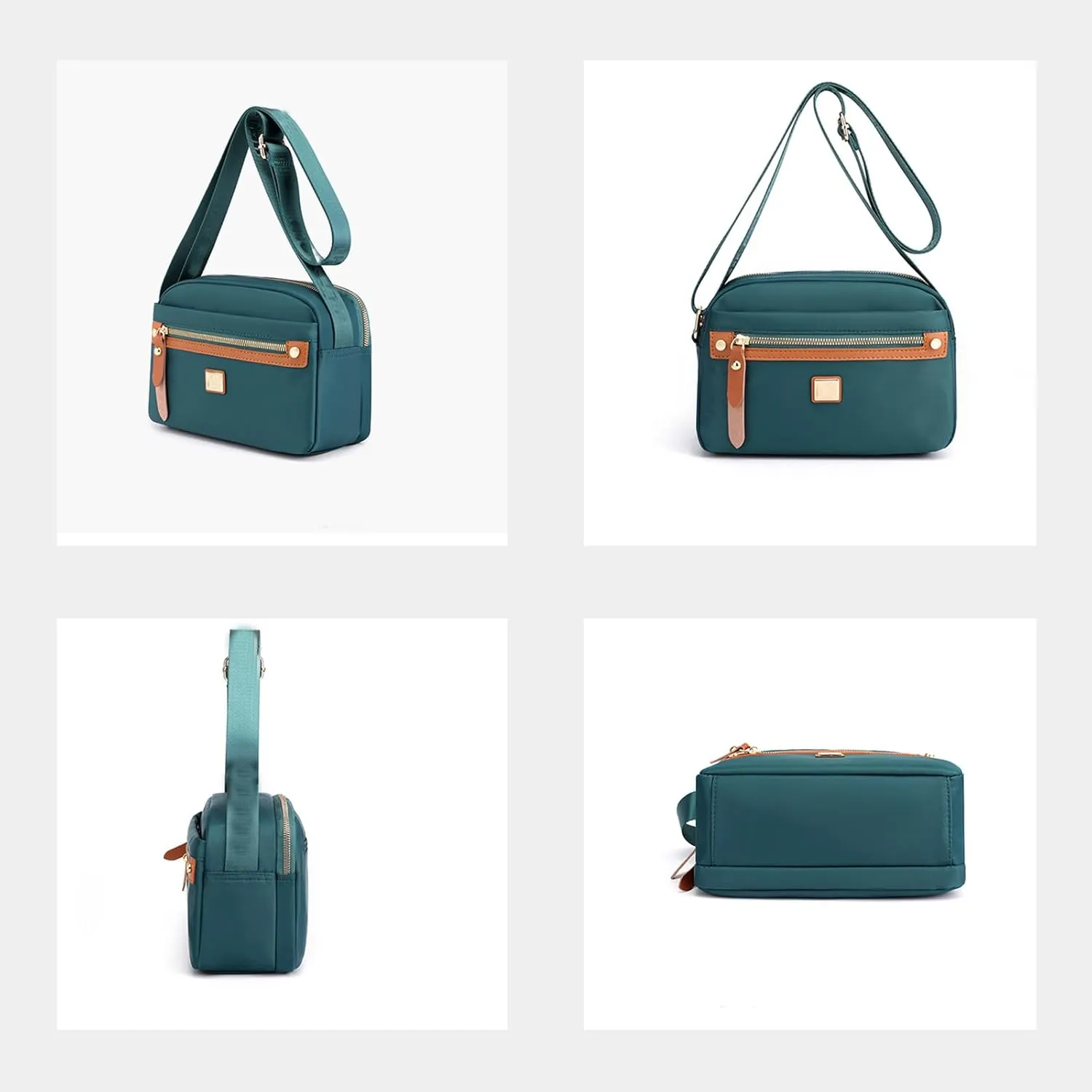 Popularate Nylon Crossbody Bag, Waterproof Lightweight Fashion Multi Pockets Shoulder Bags, with Zipper