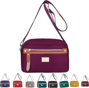Popularate Nylon Crossbody Bag, Waterproof Lightweight Multi-layer Messenger