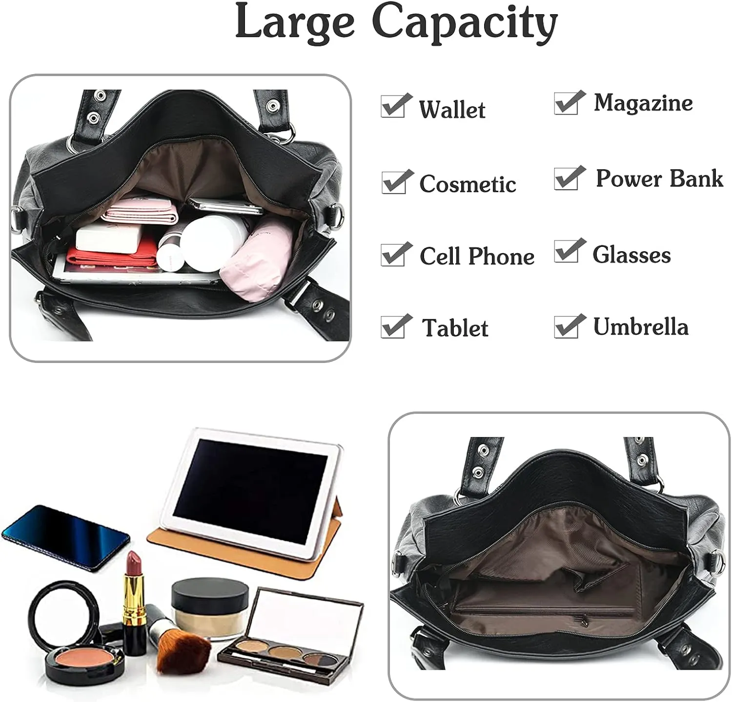 PORRASSO Women Handbags Fashion Hobo Shoulder Bag Ladies Crossbody Bag Large Tote Purse
