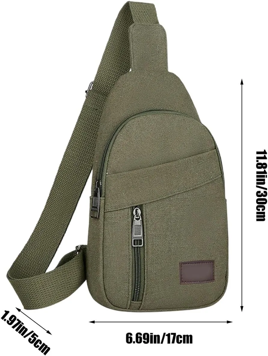 Portable Outdoor Canvas Chest Bag Crossbody Bags for Women, Multipurpose Thickened Zipper Shoulder Bag for Travel Use