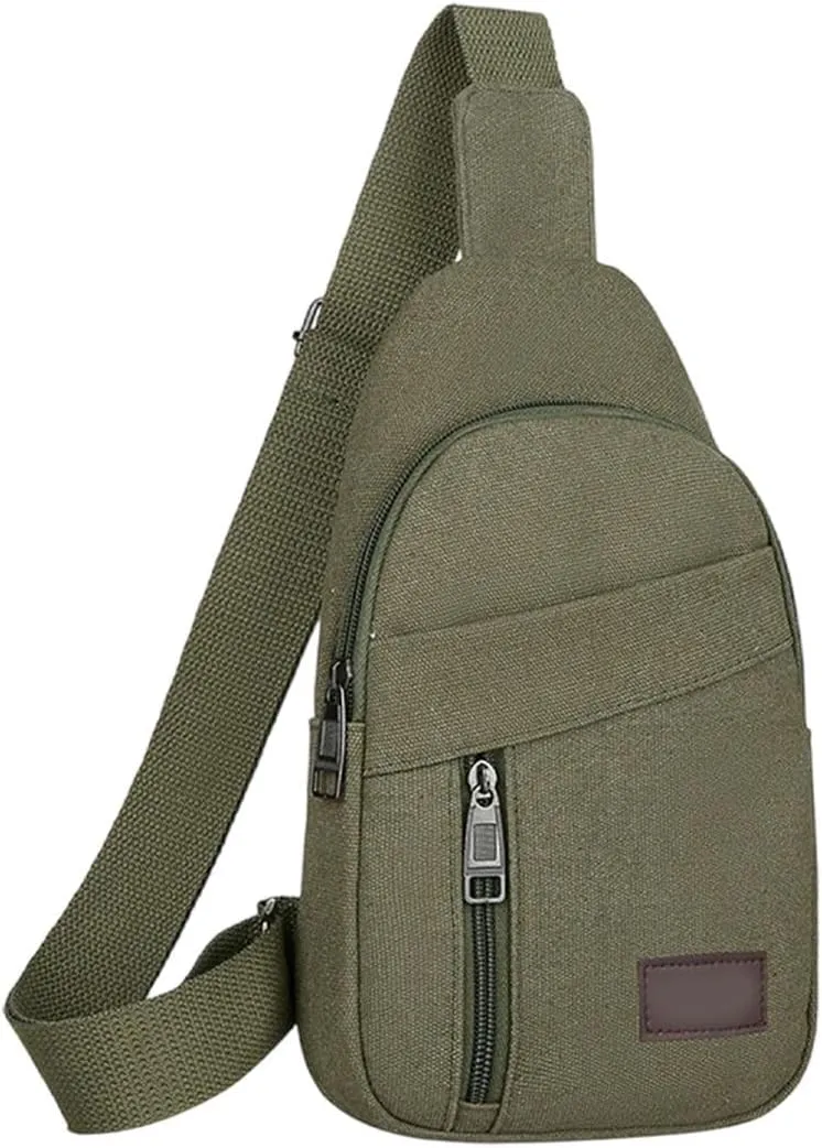 Portable Outdoor Canvas Chest Bag Crossbody Bags for Women, Multipurpose Thickened Zipper Shoulder Bag for Travel Use