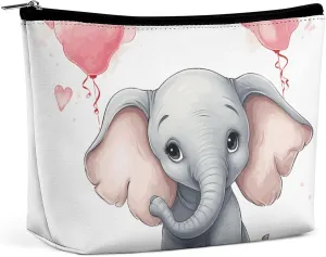 Portable Small Cosmetic Bag Cute Travel Makeup Bag Cute Cartoon Elephant Waterproof Toiletry Bag for Women