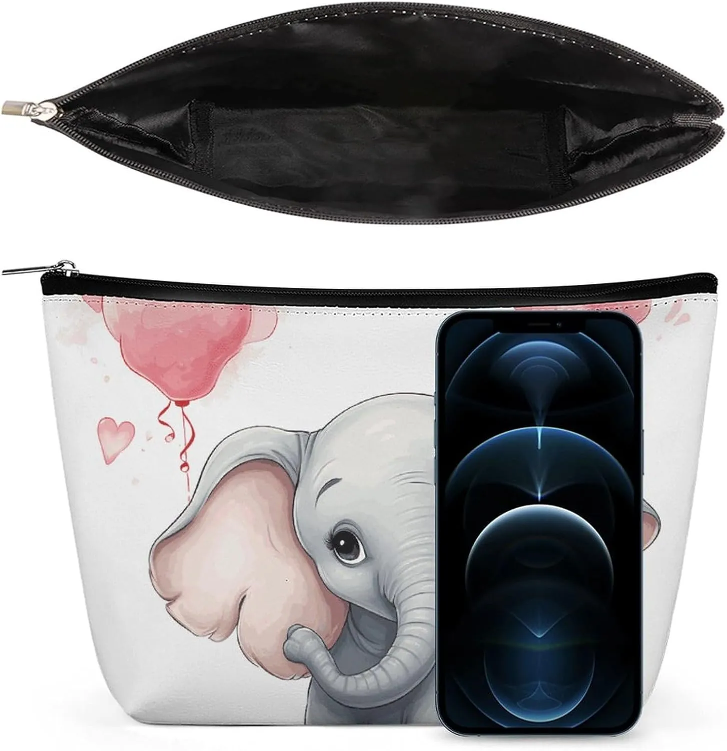 Portable Small Cosmetic Bag Cute Travel Makeup Bag Cute Cartoon Elephant Waterproof Toiletry Bag for Women