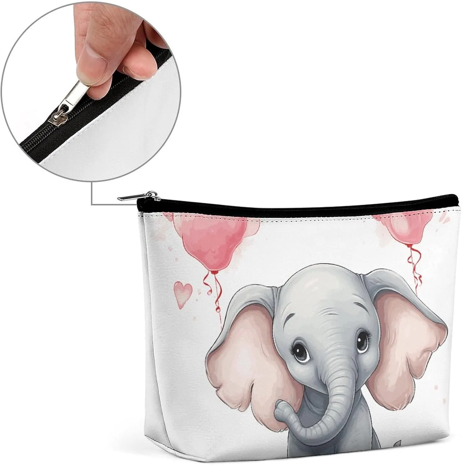 Portable Small Cosmetic Bag Cute Travel Makeup Bag Cute Cartoon Elephant Waterproof Toiletry Bag for Women