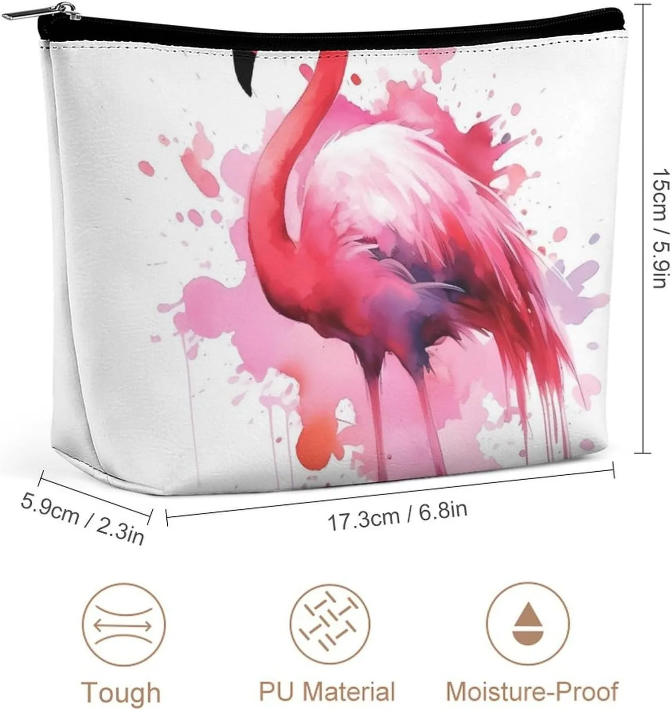 Portable Small Cosmetic Bag Cute Travel Makeup Bag Flamingo Watercolor Waterproof Toiletry Bag for Women