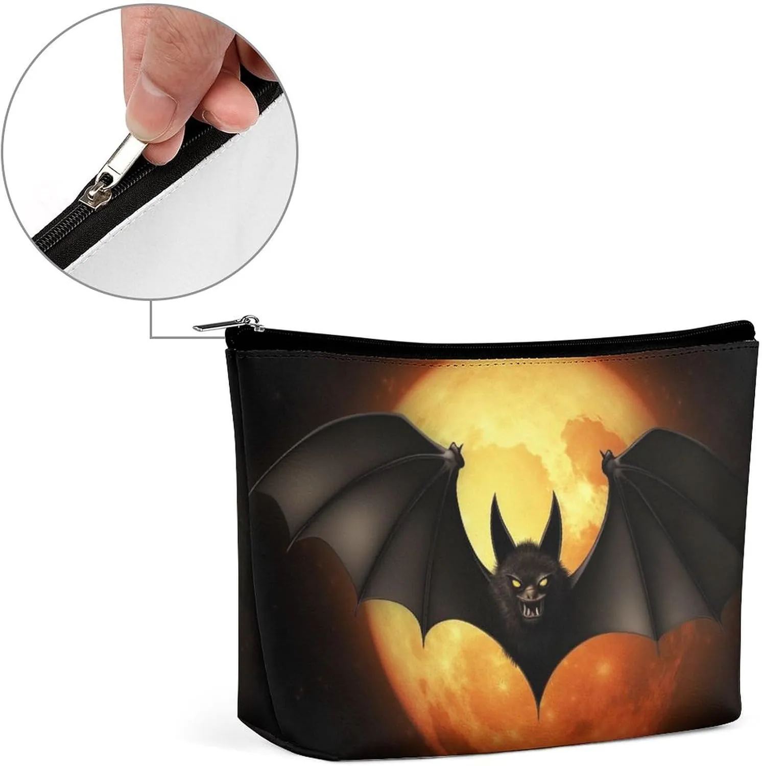 Portable Small Cosmetic Bag Cute Travel Makeup Bag Halloween Bat Waterproof Toiletry Bag for Women