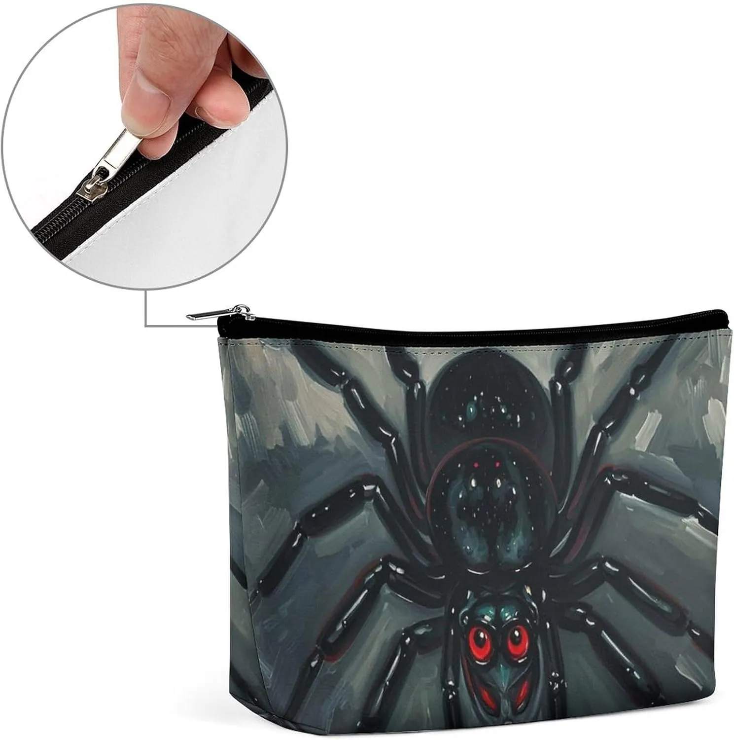Portable Small Cosmetic Bag Cute Travel Makeup Bag Scary Spider Waterproof Toiletry Bag for Women