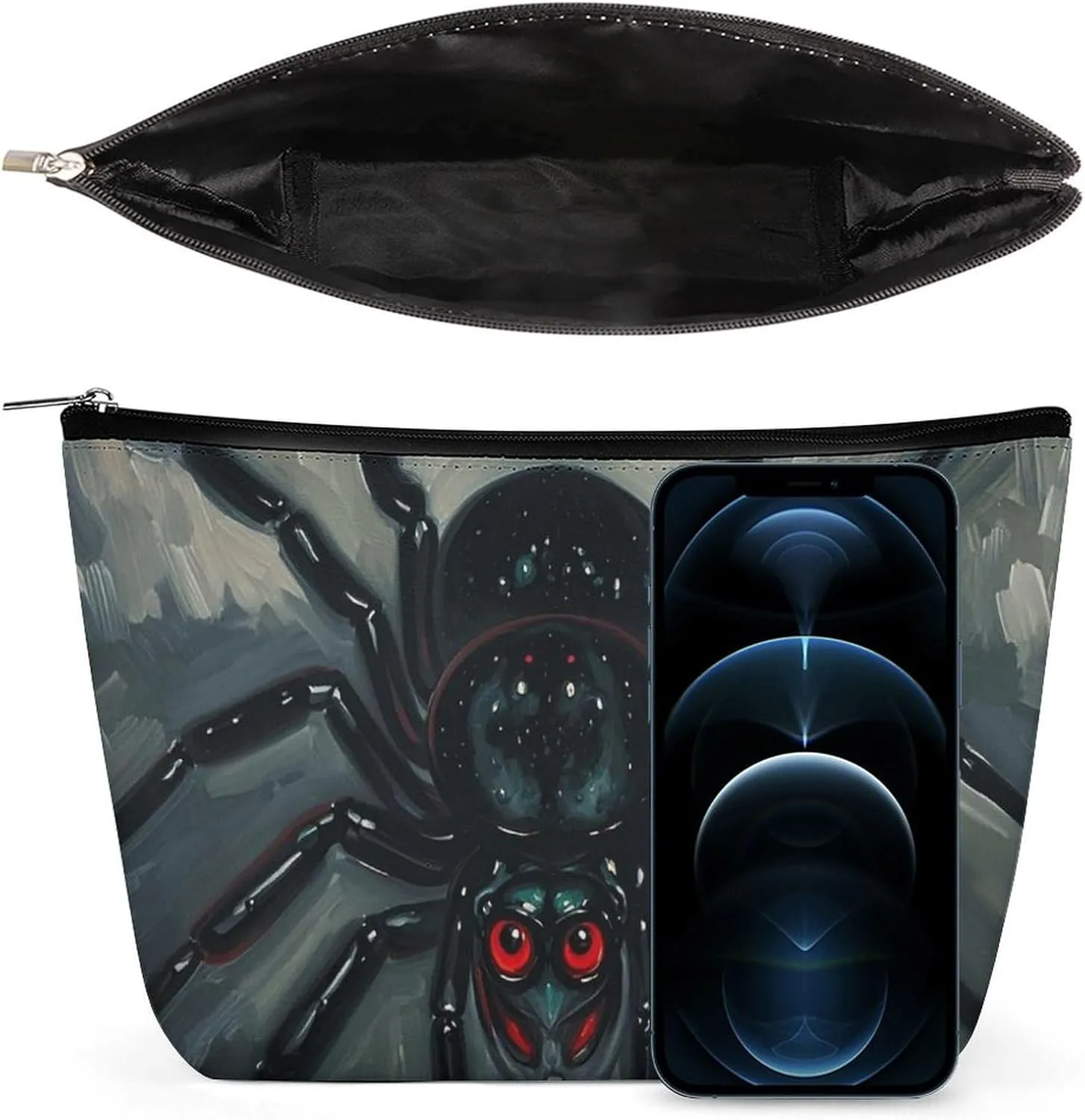 Portable Small Cosmetic Bag Cute Travel Makeup Bag Scary Spider Waterproof Toiletry Bag for Women