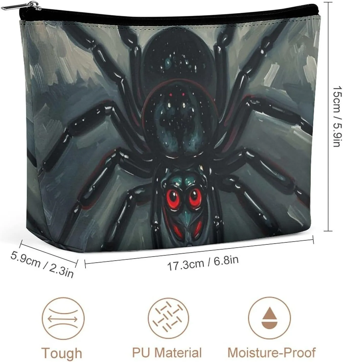 Portable Small Cosmetic Bag Cute Travel Makeup Bag Scary Spider Waterproof Toiletry Bag for Women