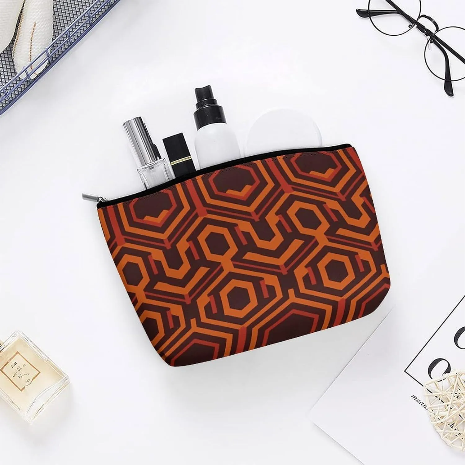 Portable Small Cosmetic Bag Cute Travel Makeup Bag Shining Overlook Waterproof Toiletry Bag for Women
