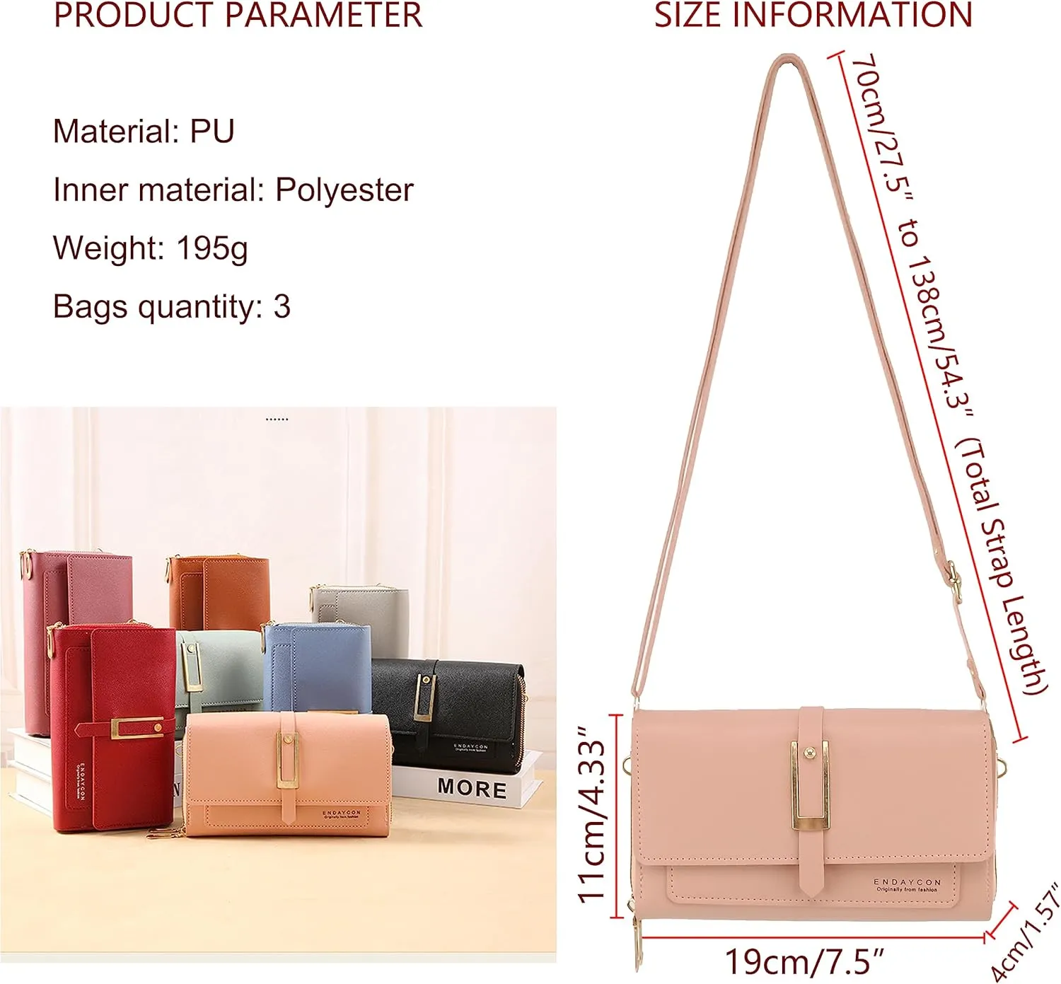 PORT&LOTUS Crossbody Handbag for Women PU Leather Bag